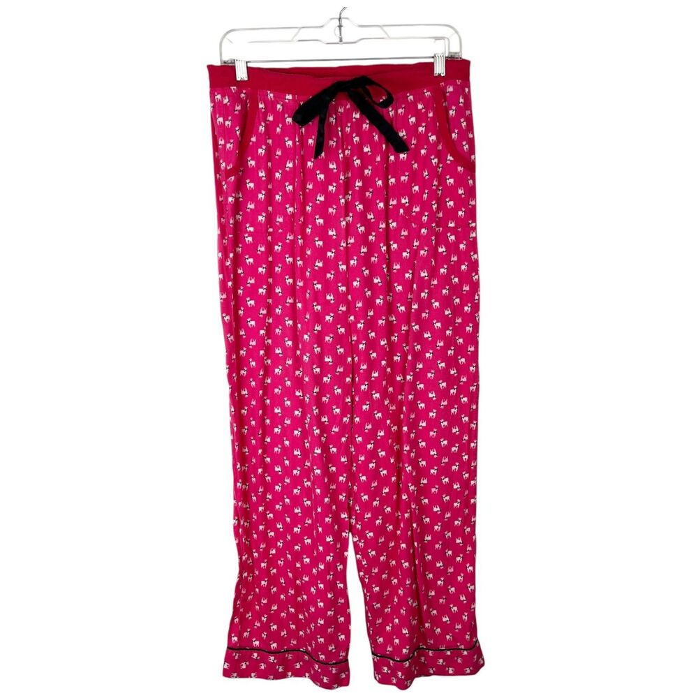 Victoria's Secret Pajama Pants Women Medium Pink Dog Print Novelty Sleepwear